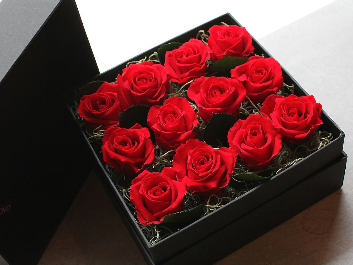 Preserved Flower Dozen Roses Box Arrangement S size